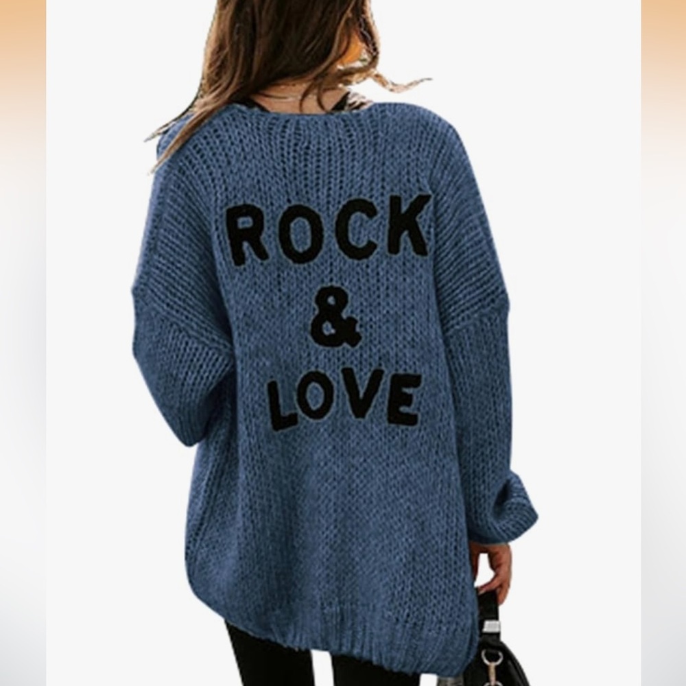 ‘Rock & Love’ Open Front Knit Cardigan l M (8-10)